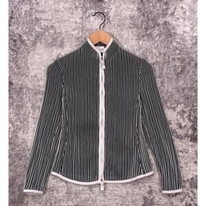 Armani Collezioni Jacket 2 Womens Ribbed Knit Full Zip Sporty Light Weight